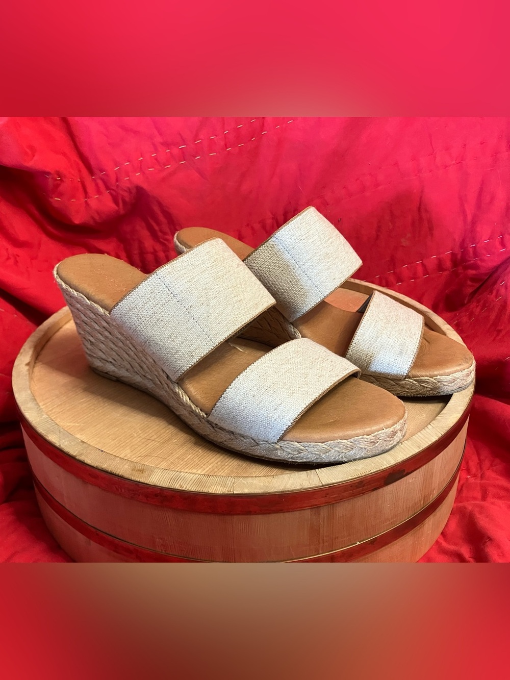 André Assous Nori Espadrille Raffia Wedge Heel Sandals EU 39/ US 8.5